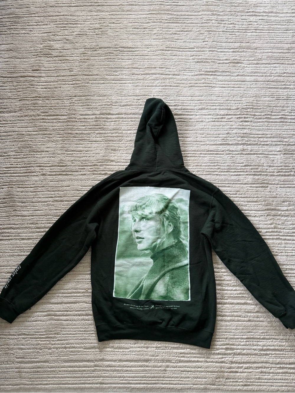 Taylor Black Hoodie with Green Portrait Print - Men